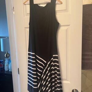 Elegant Black and White Striped Dress